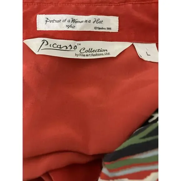 Women's Vintage Picasso Portrait of A Women Shirt  Long Sleeve Silk Sz Large - Picture 6 of 6